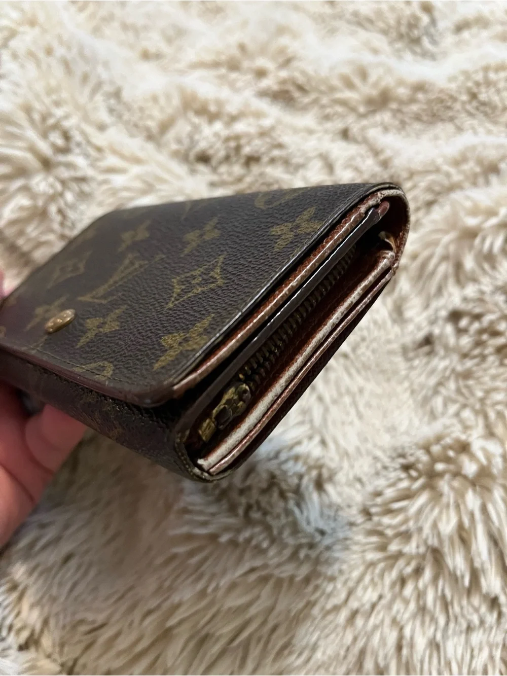 Louis Vuitton Monogram Canvas Compact Wallet in Brown and Gold